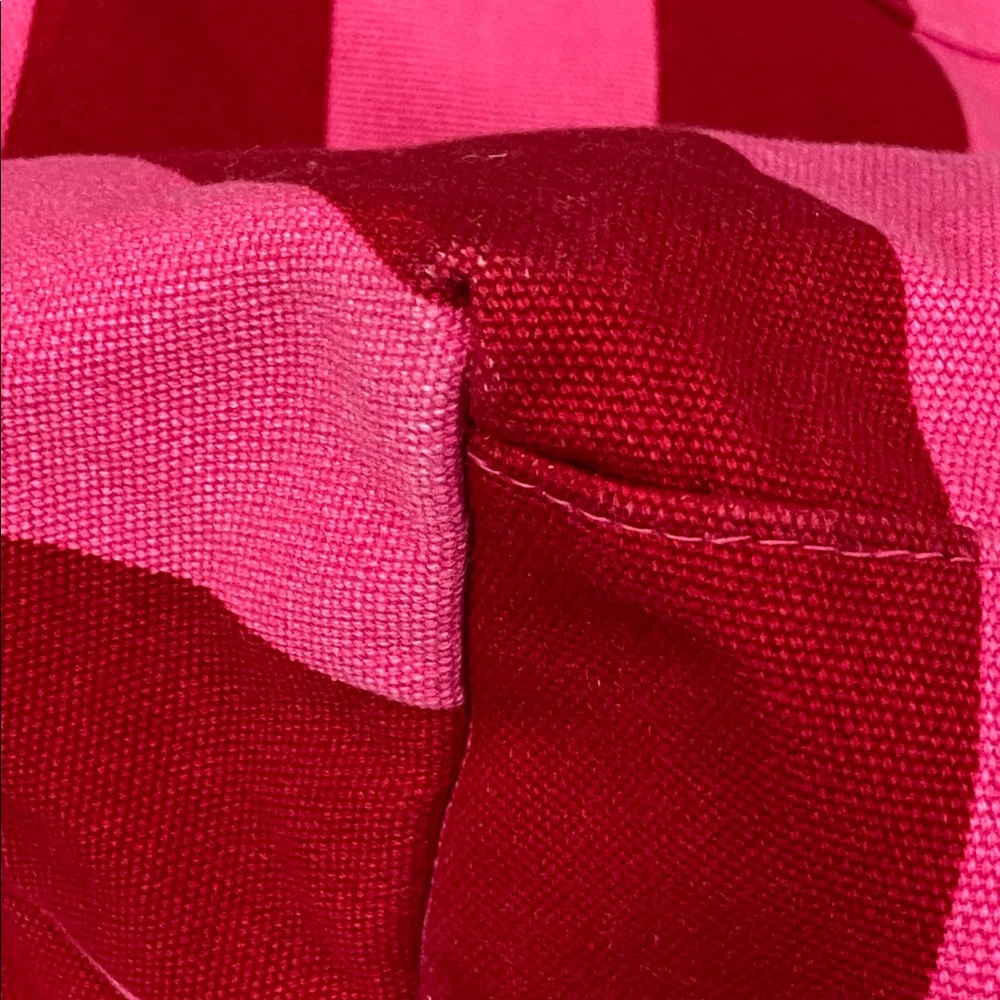 Victoria's Secret Pink Red Striped Canvas Tote Bag Metallic Beach Travel Summer - Picture 13 of 16